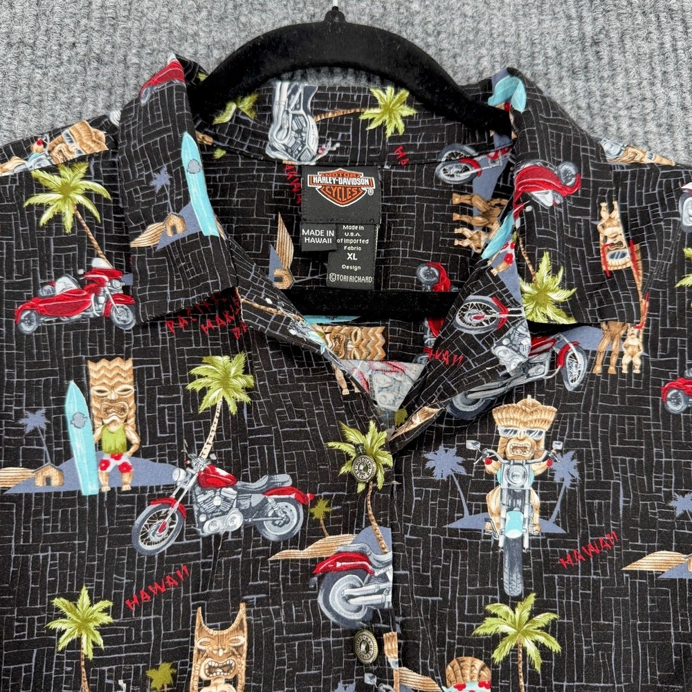 Vintage Harley Davidson Hawaii tiki motorcycle shirt women's XL Tori Richard
